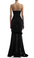 Evren Black Strapless Corset Maxi Dress