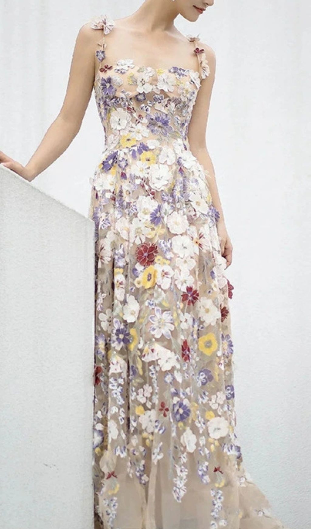 Jansje Enchanted Floral Appliqu Maxi Dress