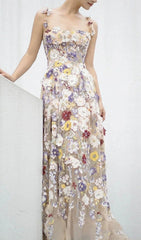 Jansje Enchanted Floral Appliqu Maxi Dress