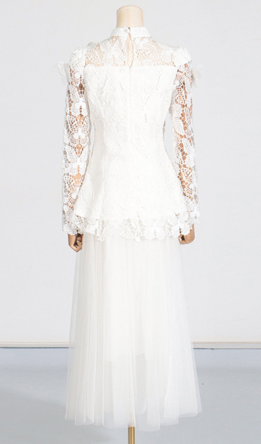 Ceyla Enchanting Sky Blue Butterfly Lace & Tulle Maxi Set