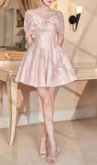 Baroness Pink Shimmer Off-Shoulder Corset Mini Dress