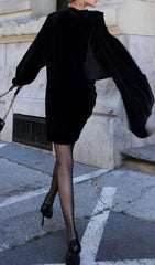 The Iram Luxe Black Velvet Draped Mini Dress