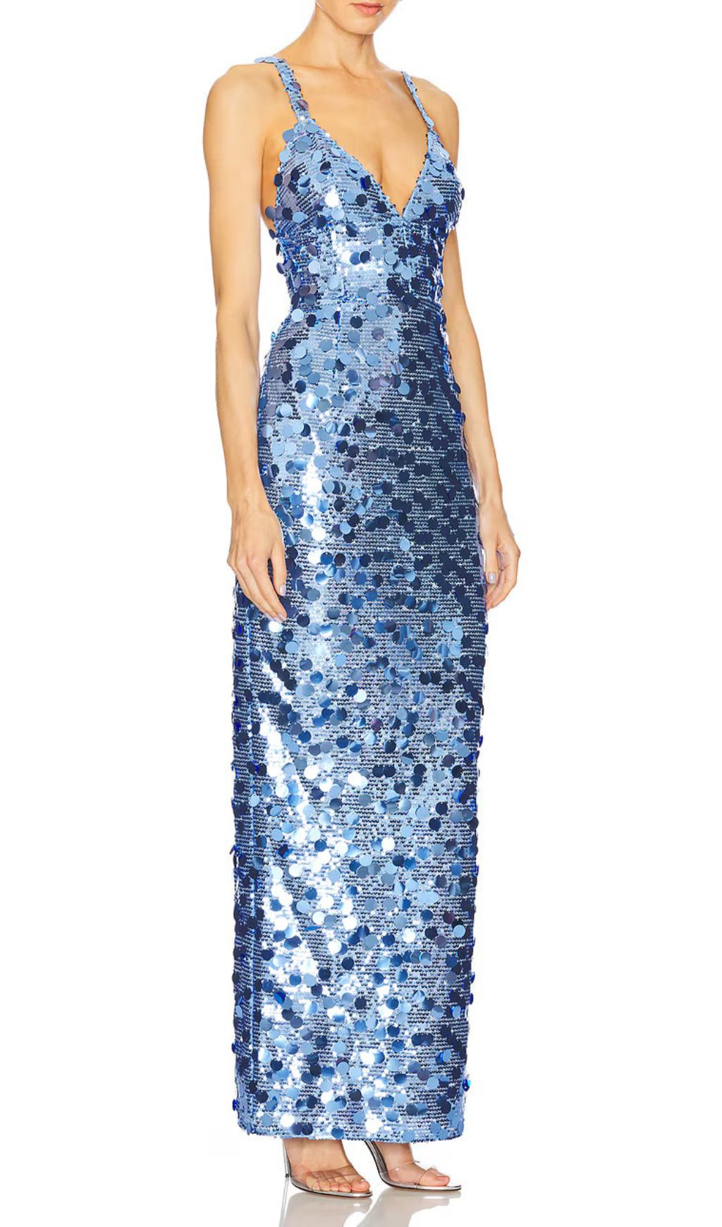 Izak "Celestial Blue" Sequin Strappy Maxi Gown