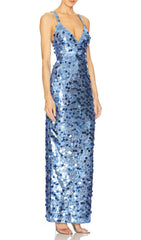 Izak "Celestial Blue" Sequin Strappy Maxi Gown