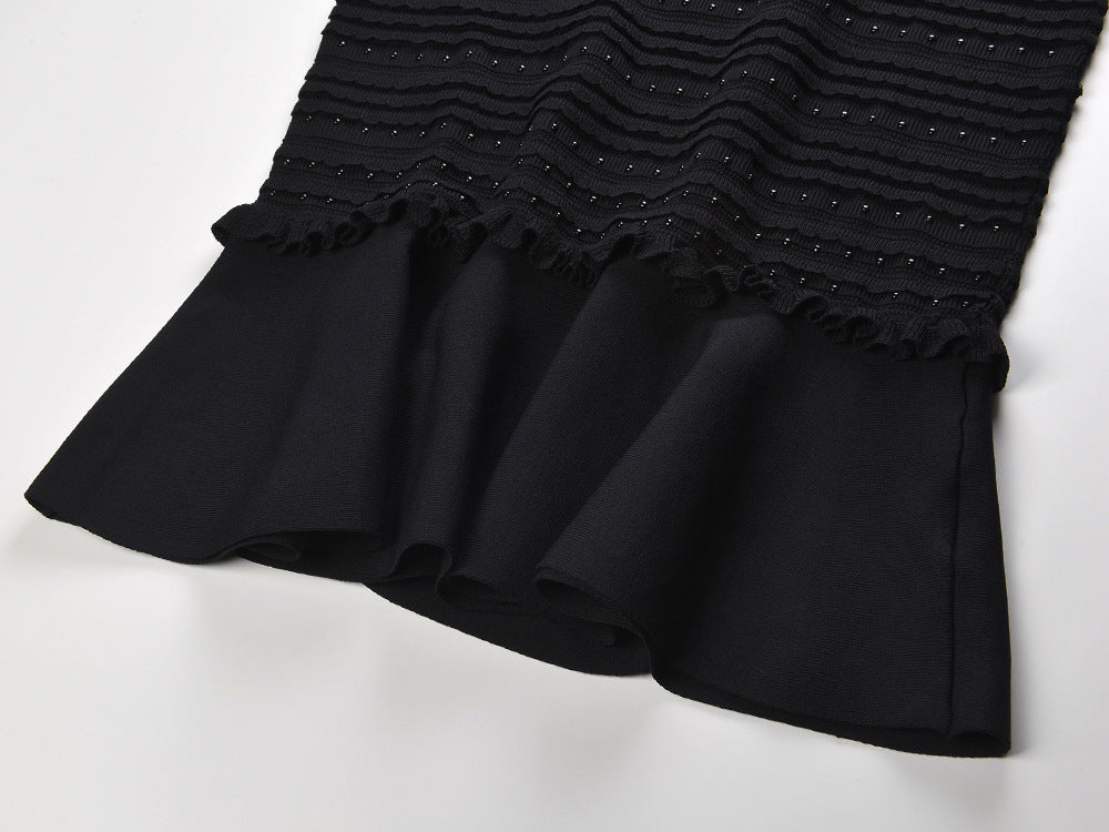Chic Studded Knit Midi Dress