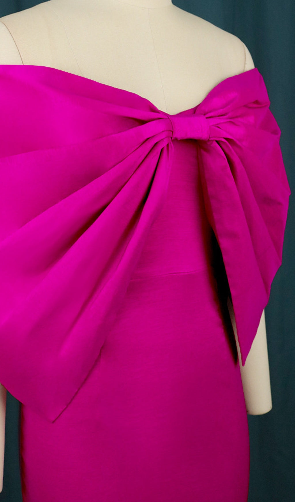 Baara Fuchsia Bow Off-Shoulder Mini Dress