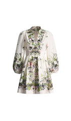 Edaline Chic Floral Long Sleeve Mini Dress