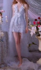 Fedella Ethereal Floral Sequin High-Low Gown