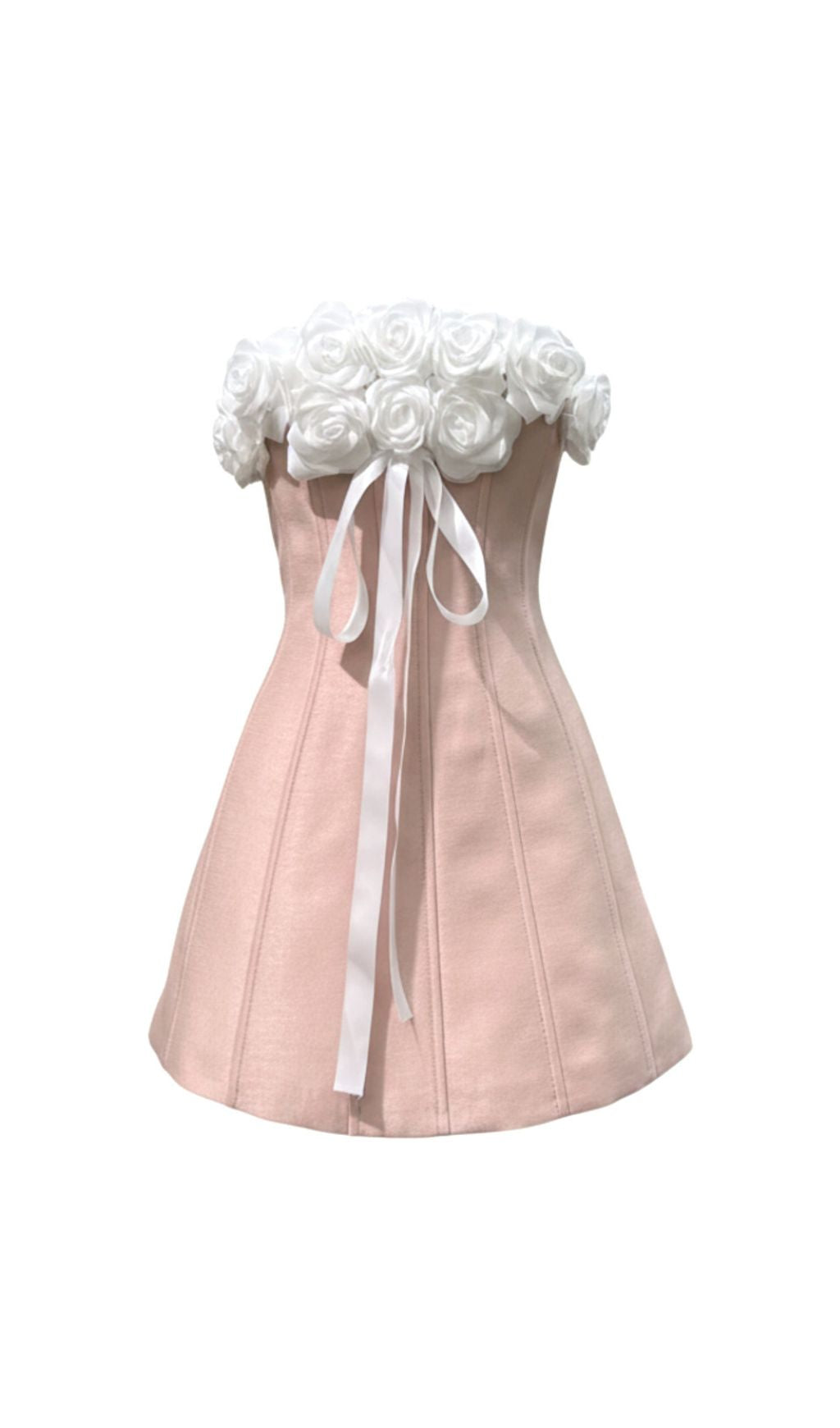 Blush Pink Floral Strapless Mini Dress