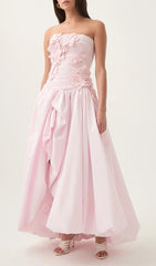 Emiko Strapless 3D Floral Maxi Dress