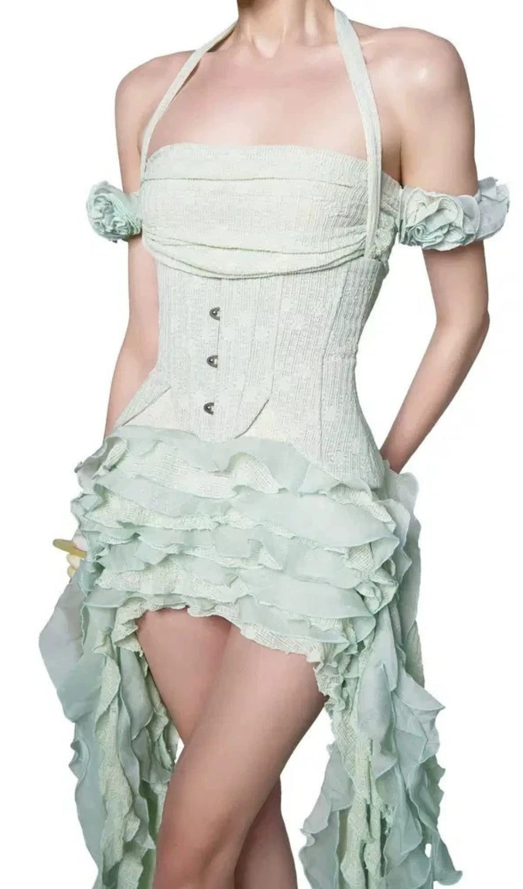 Dalilah Ethereal Corset Ruffle Mini Dress