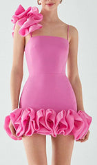 Glamorous Fuchsia Pink Ruffle Mini Dress