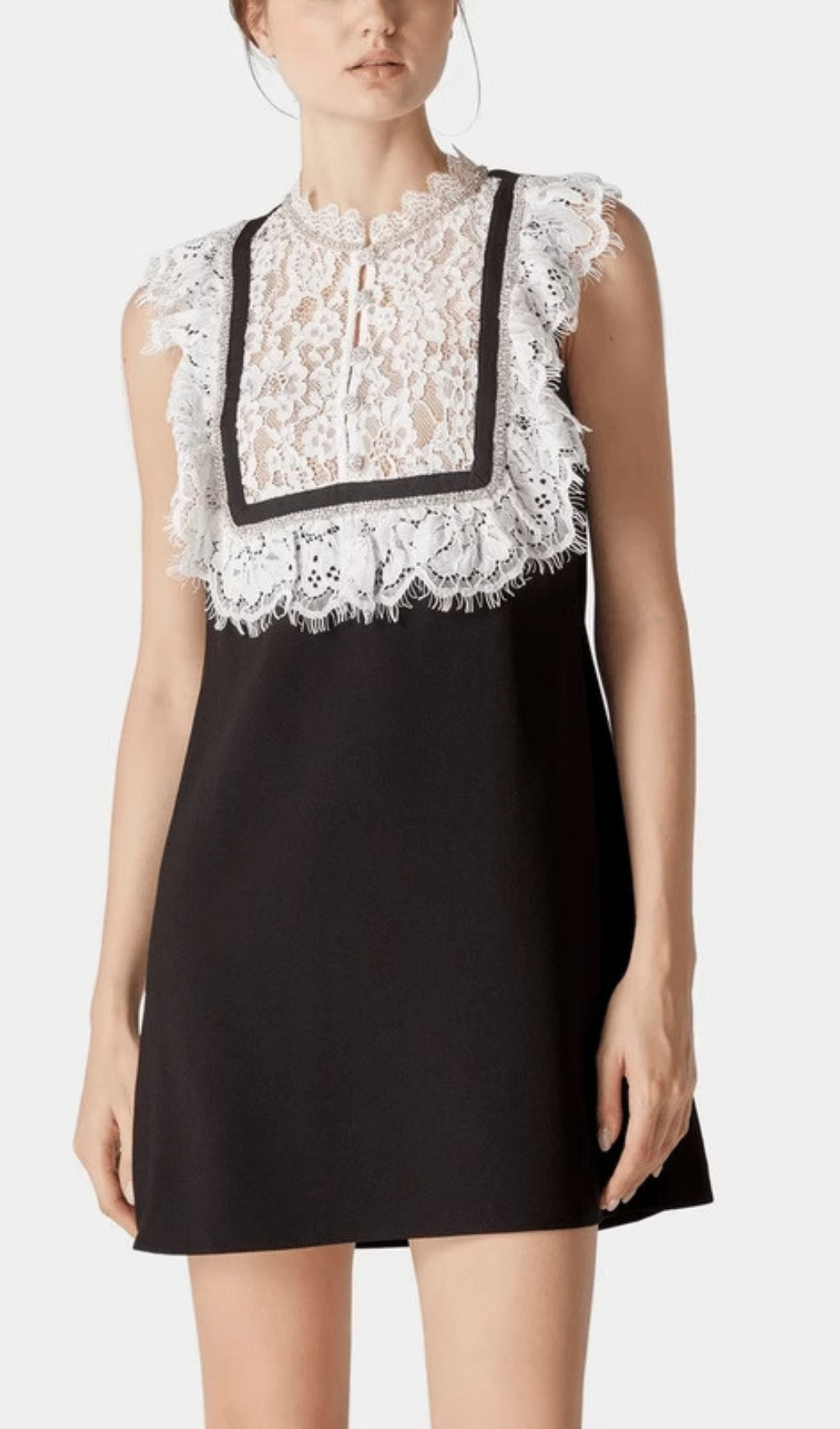 Branka Black & White Lace Mini Dress