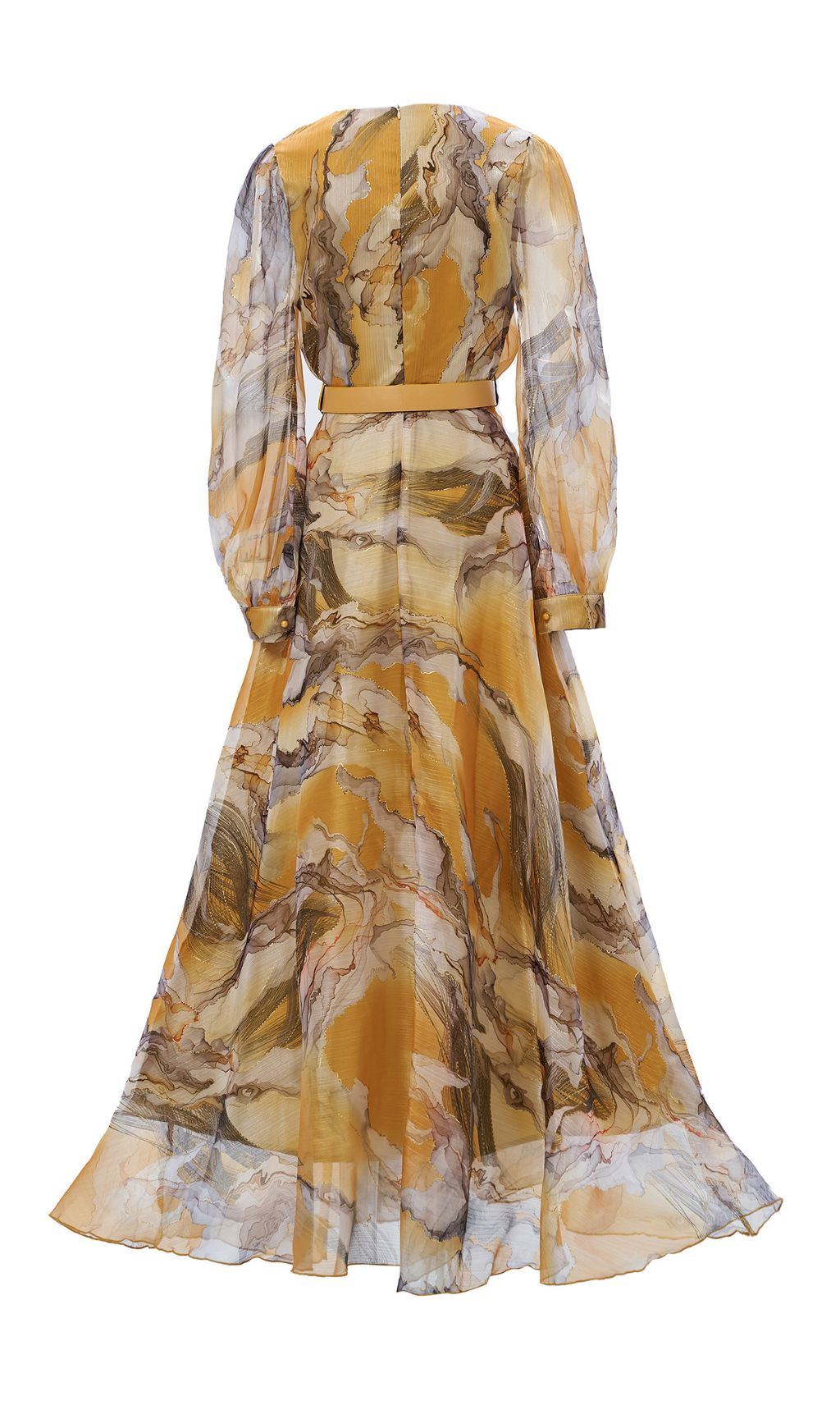 Feryal Golden Hues Abstract Print Maxi Dress