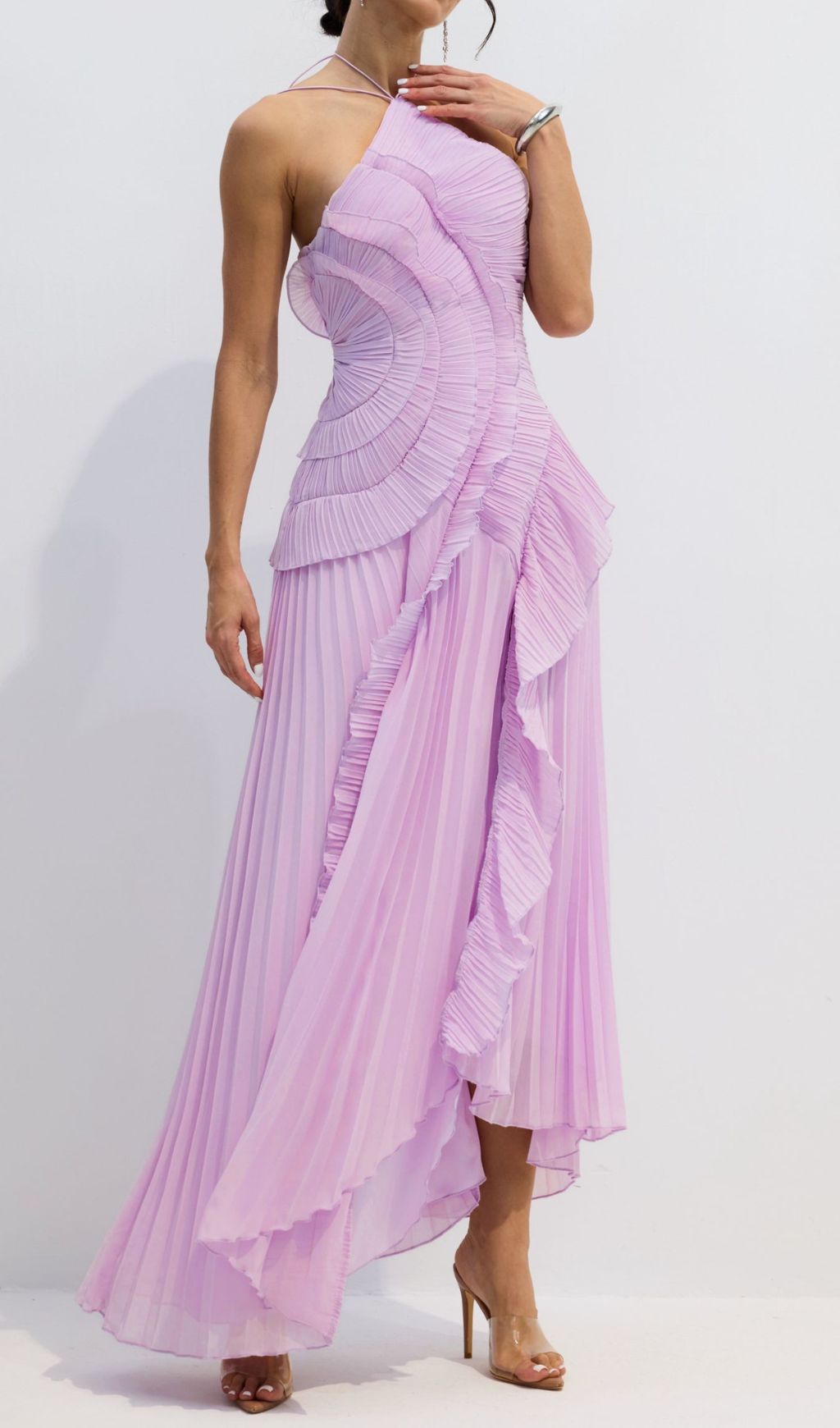 Finneas Lavender Halter Pleated Maxi Dress