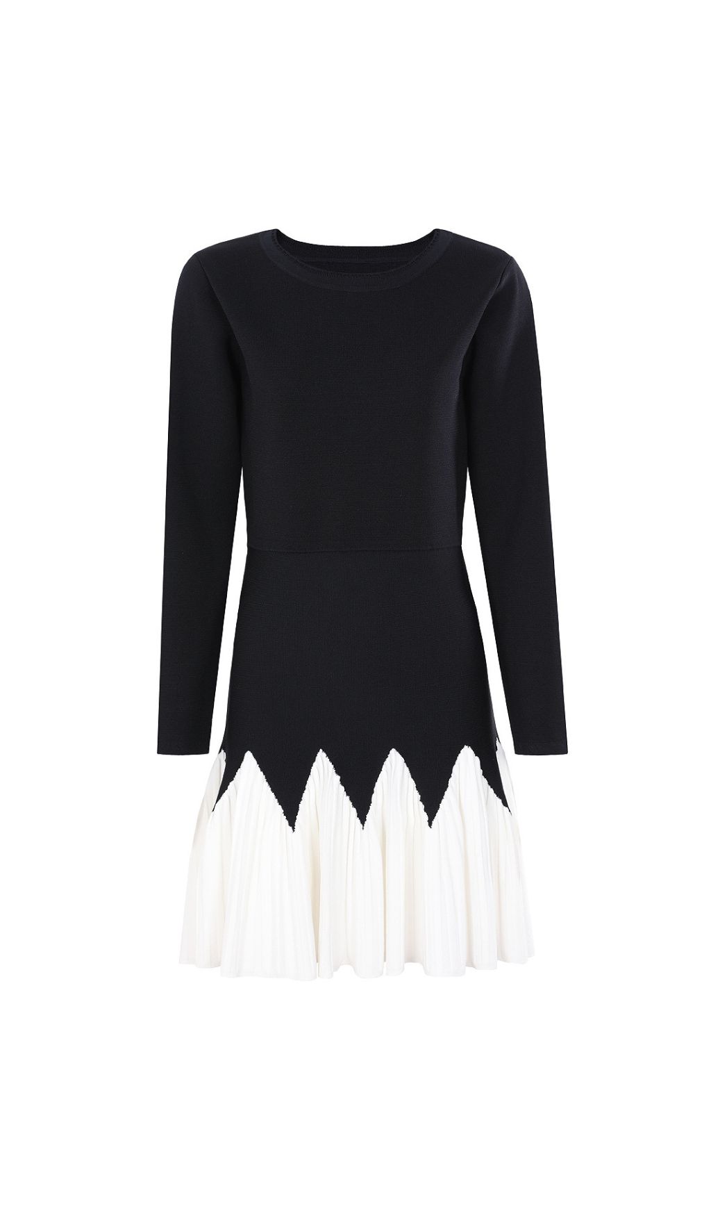 Julinka Chic Two-Tone Knit Pleated Mini Dress