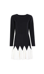Julinka Chic Two-Tone Knit Pleated Mini Dress