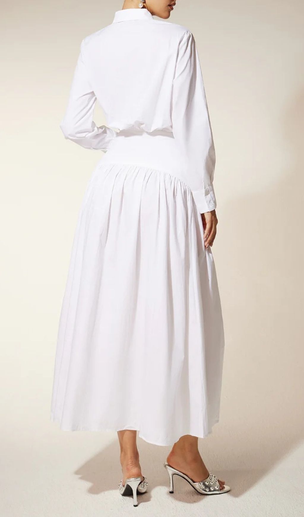 Eilert Chic White Ruched Shirt Dress