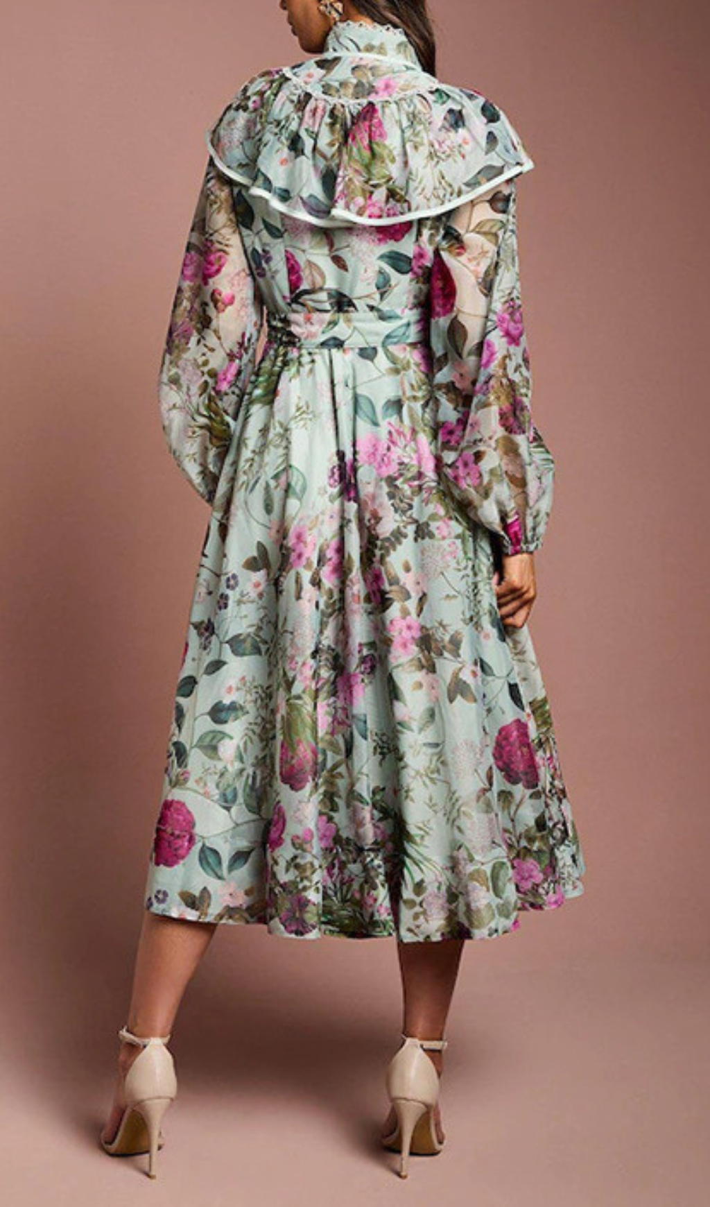Romantic Floral Ruffle Midi Dress