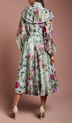 Romantic Floral Ruffle Midi Dress