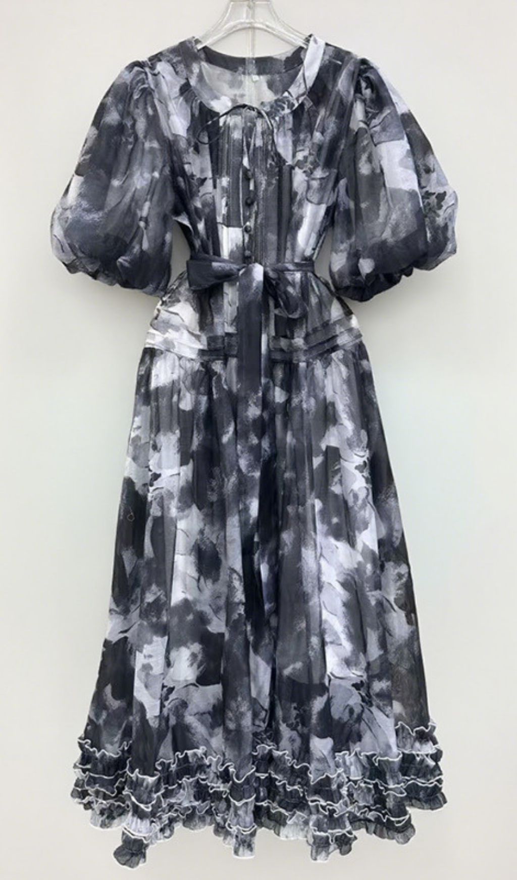 Haku Vibrant Floral Puff-Sleeve Maxi Dress