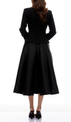 Jayna Embellished Black Peplum Midi Dress