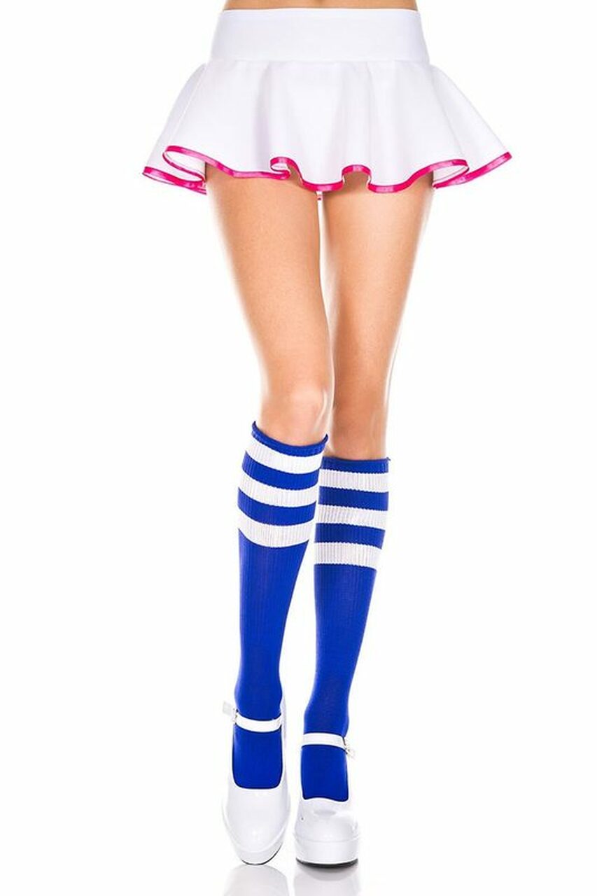 White & Orange Striped Knee High Socks