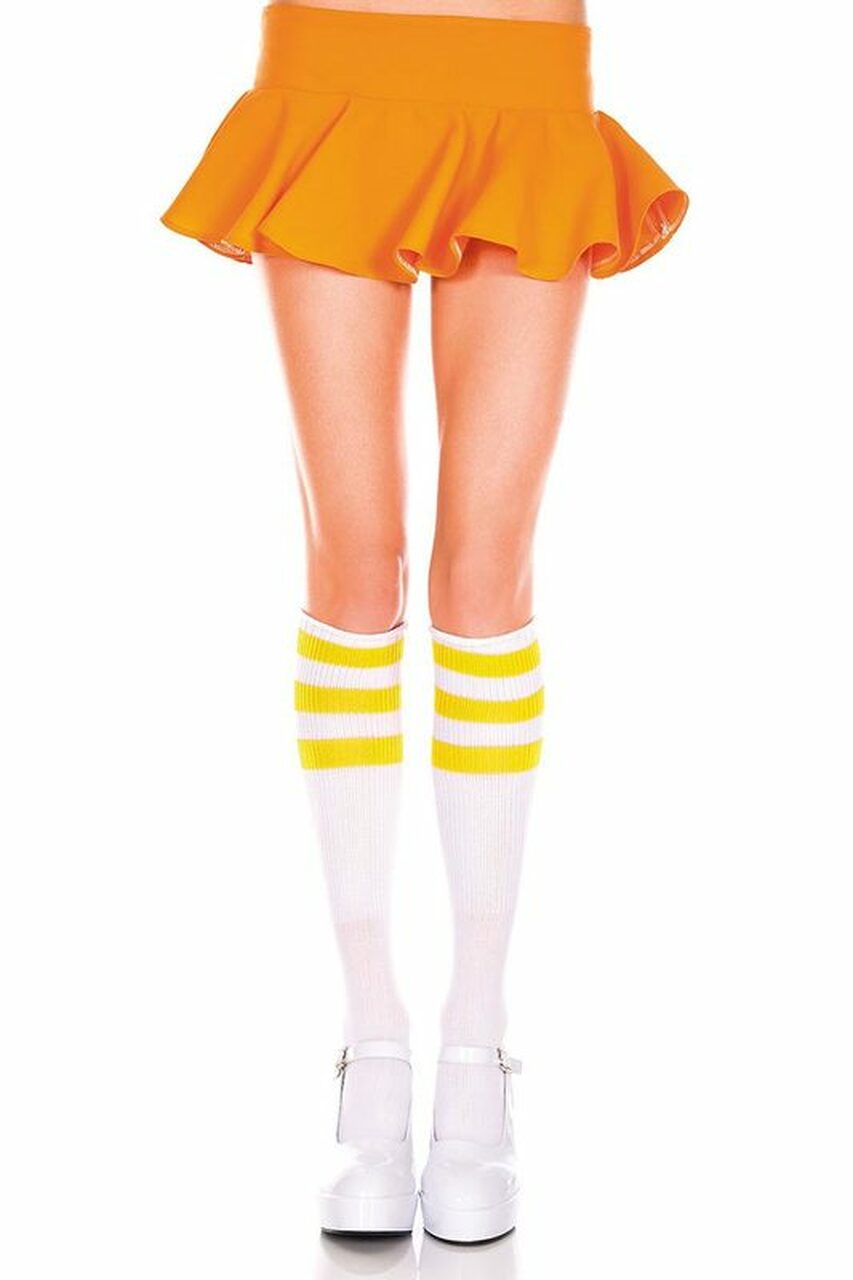 White & Orange Striped Knee High Socks