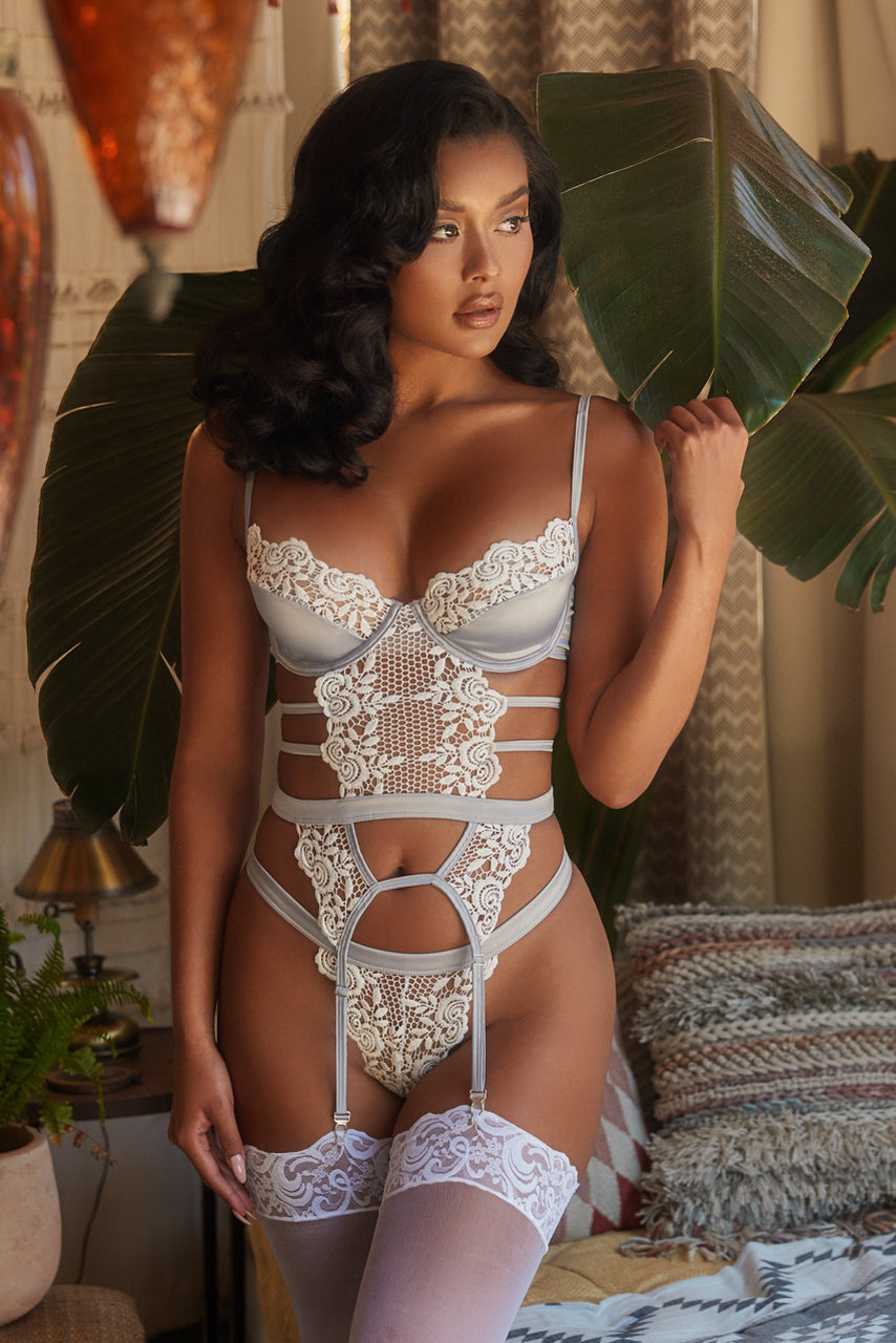 Strappy Lace and Satin Bustier