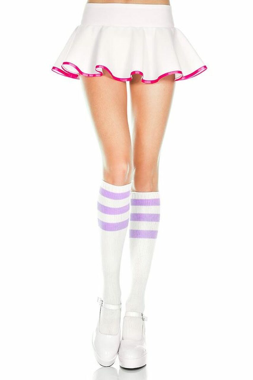 White & Yellow Striped Knee High Socks