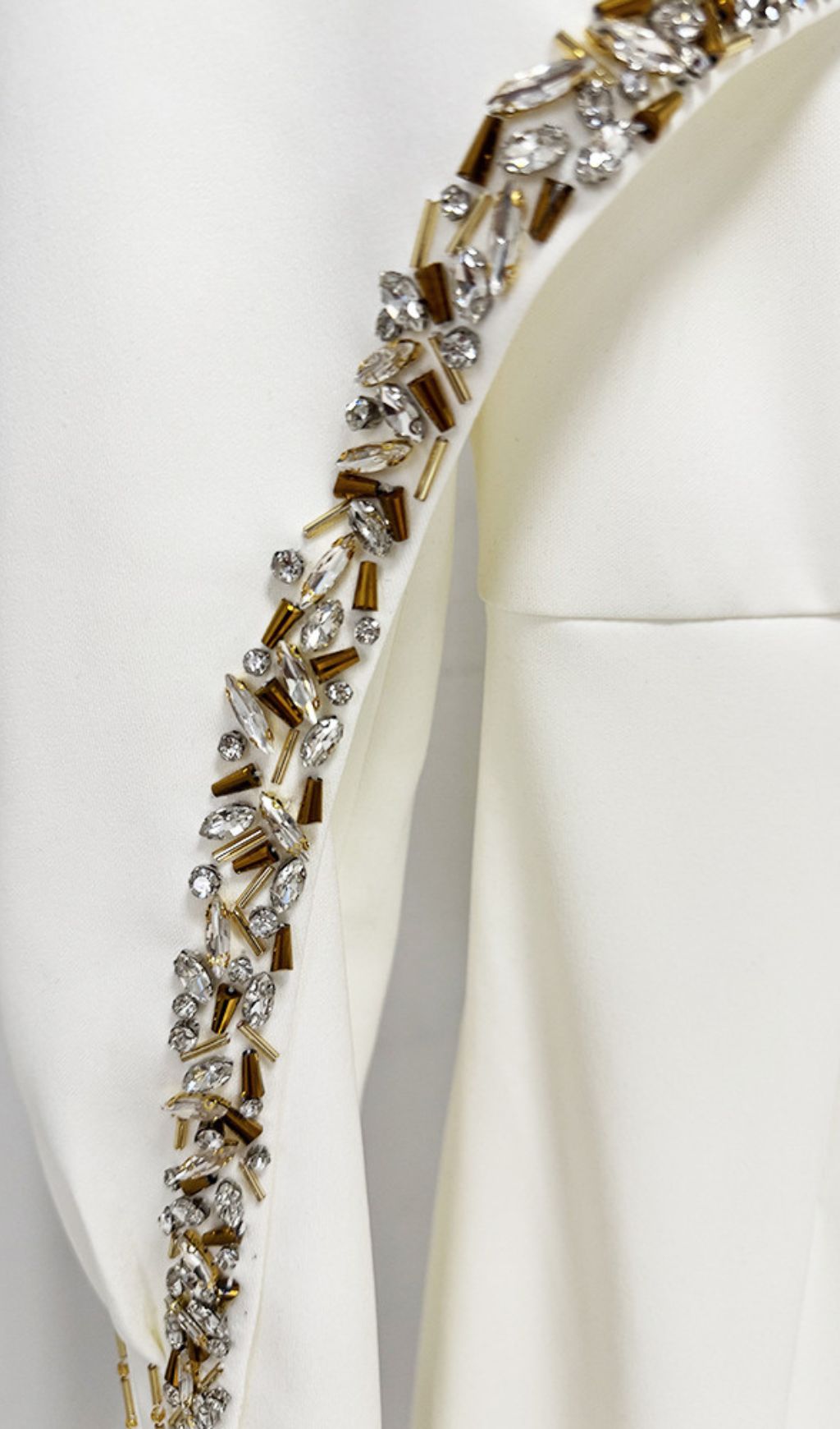 Fuyuko White Diamante Cape Maxi Dress