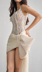Fannie Luxe Lace Corset Mini Dress with Statement Bow