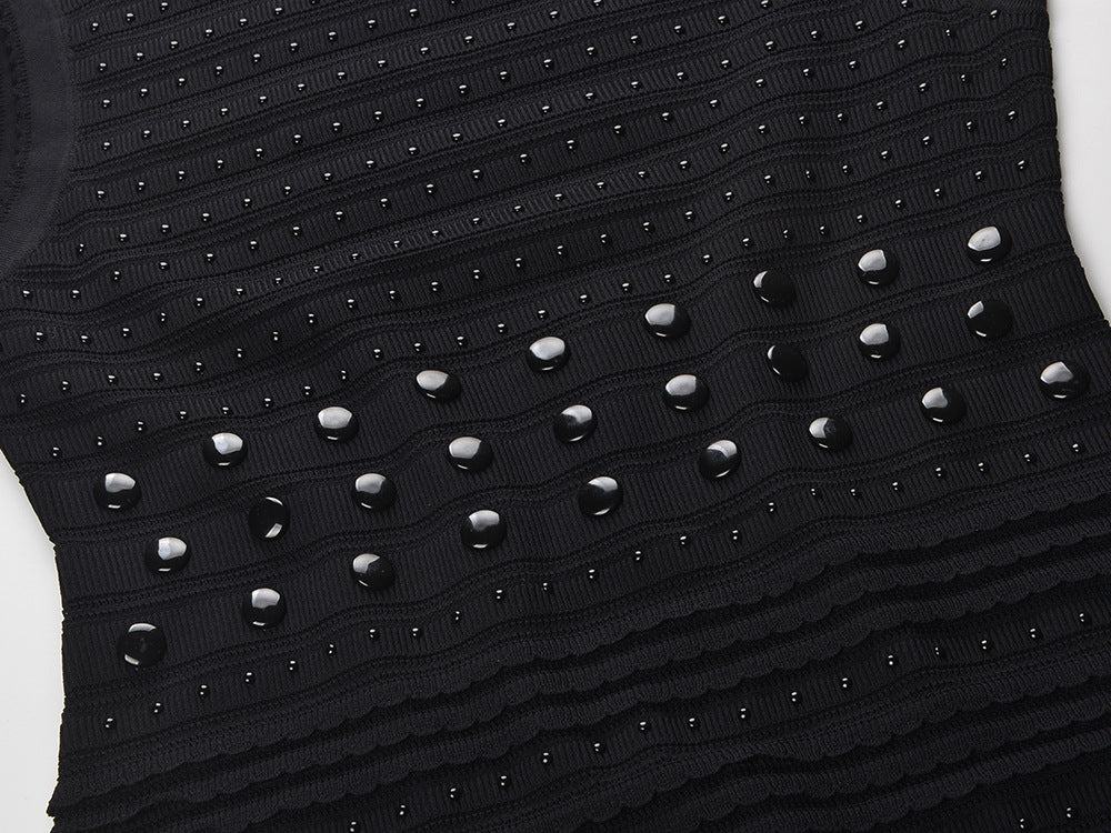 Chic Studded Knit Midi Dress