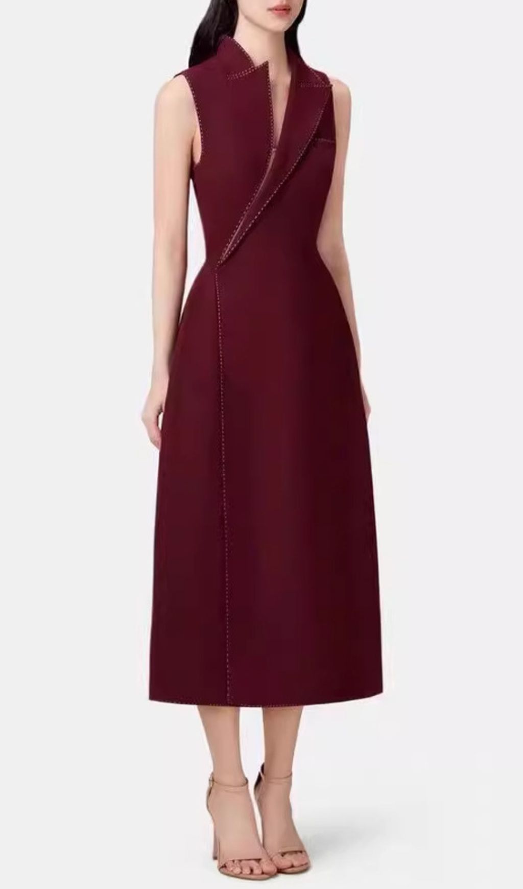 Galatea Tailored Asymmetrical Sleeveless Midi Dress