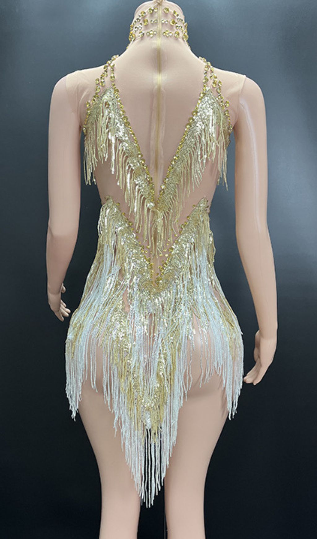 Fion Dazzling Gold & Silver Sequin Tassel Mini Dress