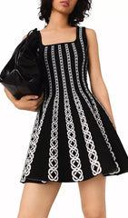 Russel Jacquard Sleeveless Fit & Flare Mini Dress