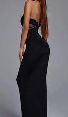 The Showstopping Black Diamond Mesh Cutout Maxi Gown