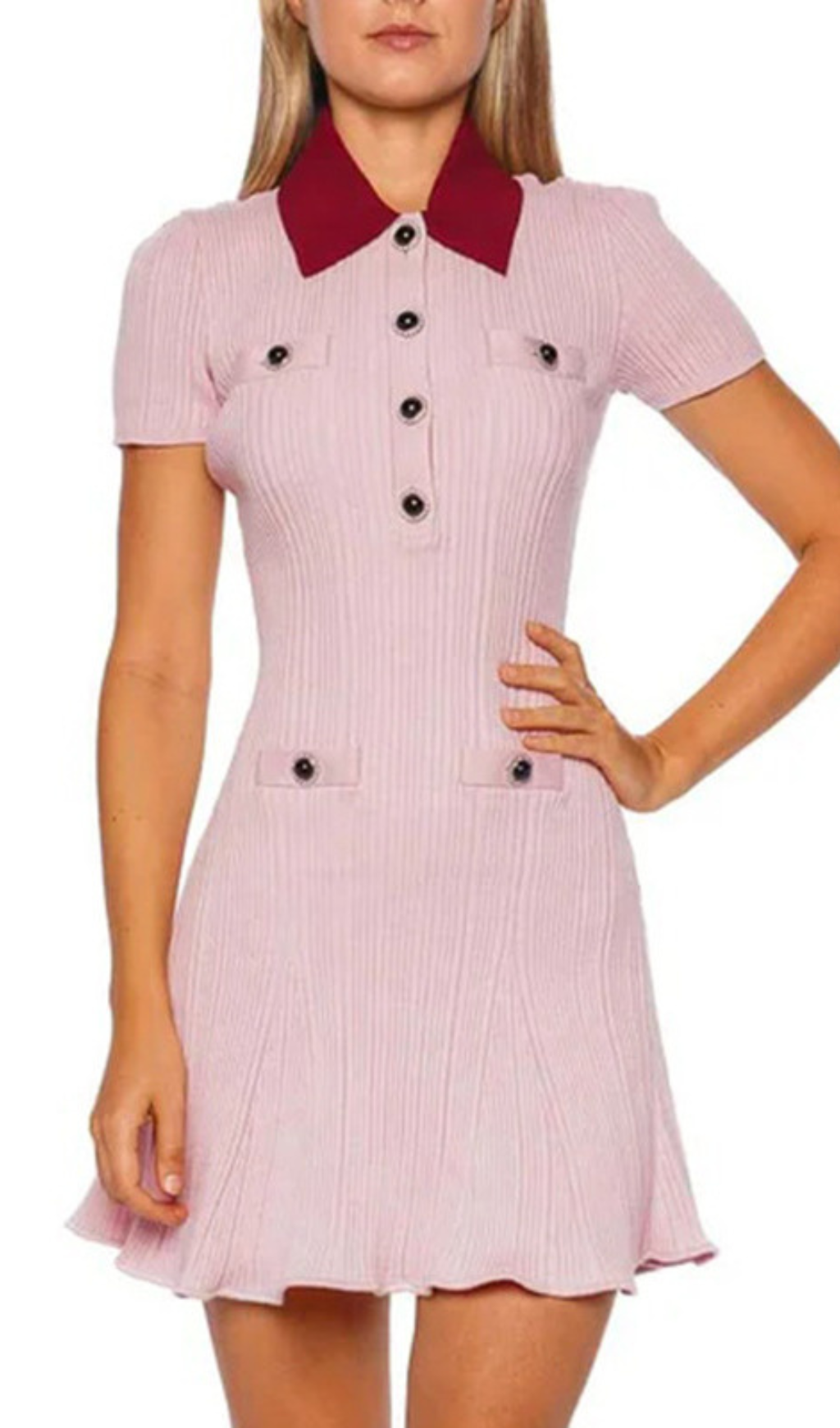 Gracjan Pink Ribbed Knit Mini Dress