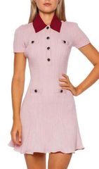 Gracjan Pink Ribbed Knit Mini Dress