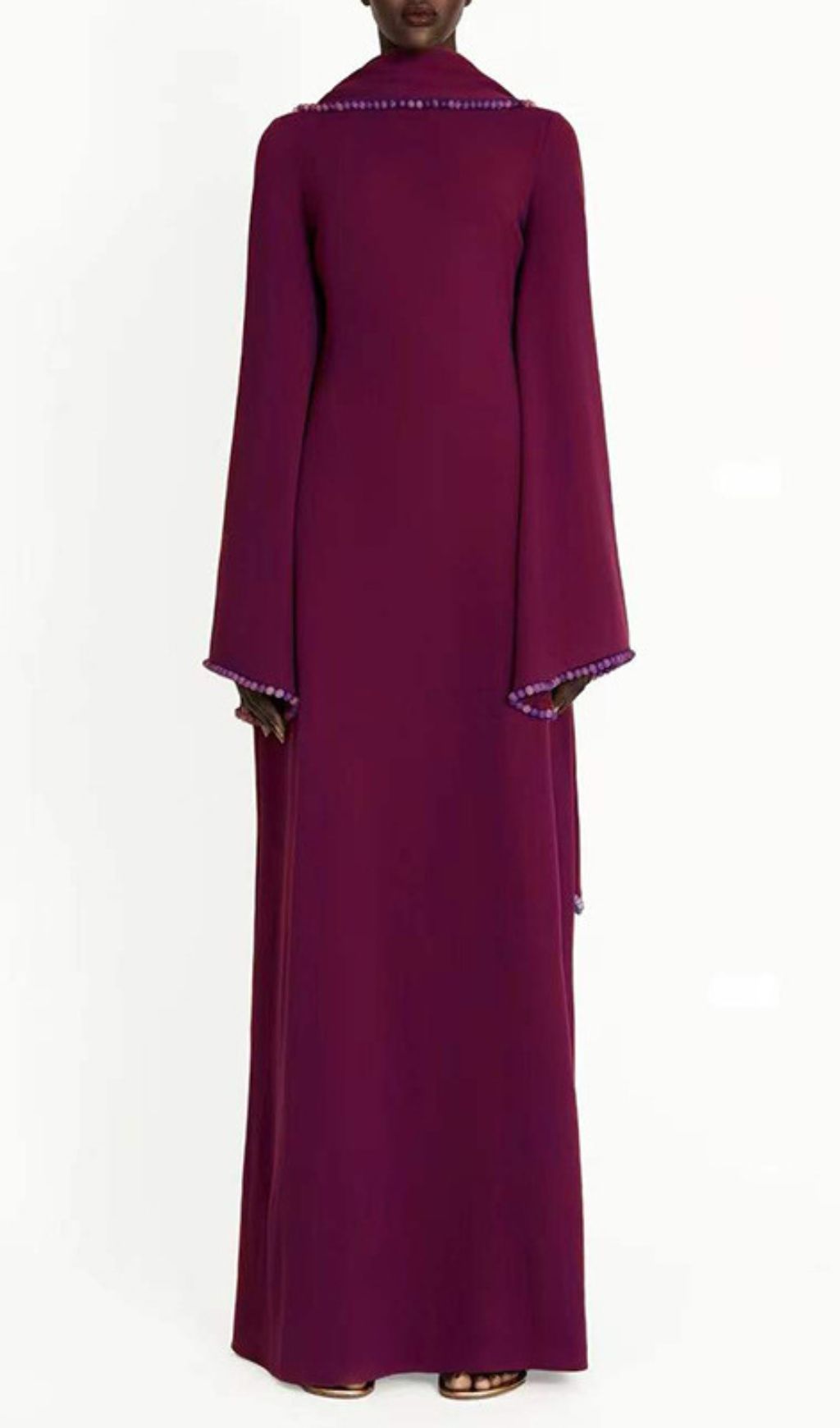 Hidi Shawl Pearl-Trimmed Maxi Dress