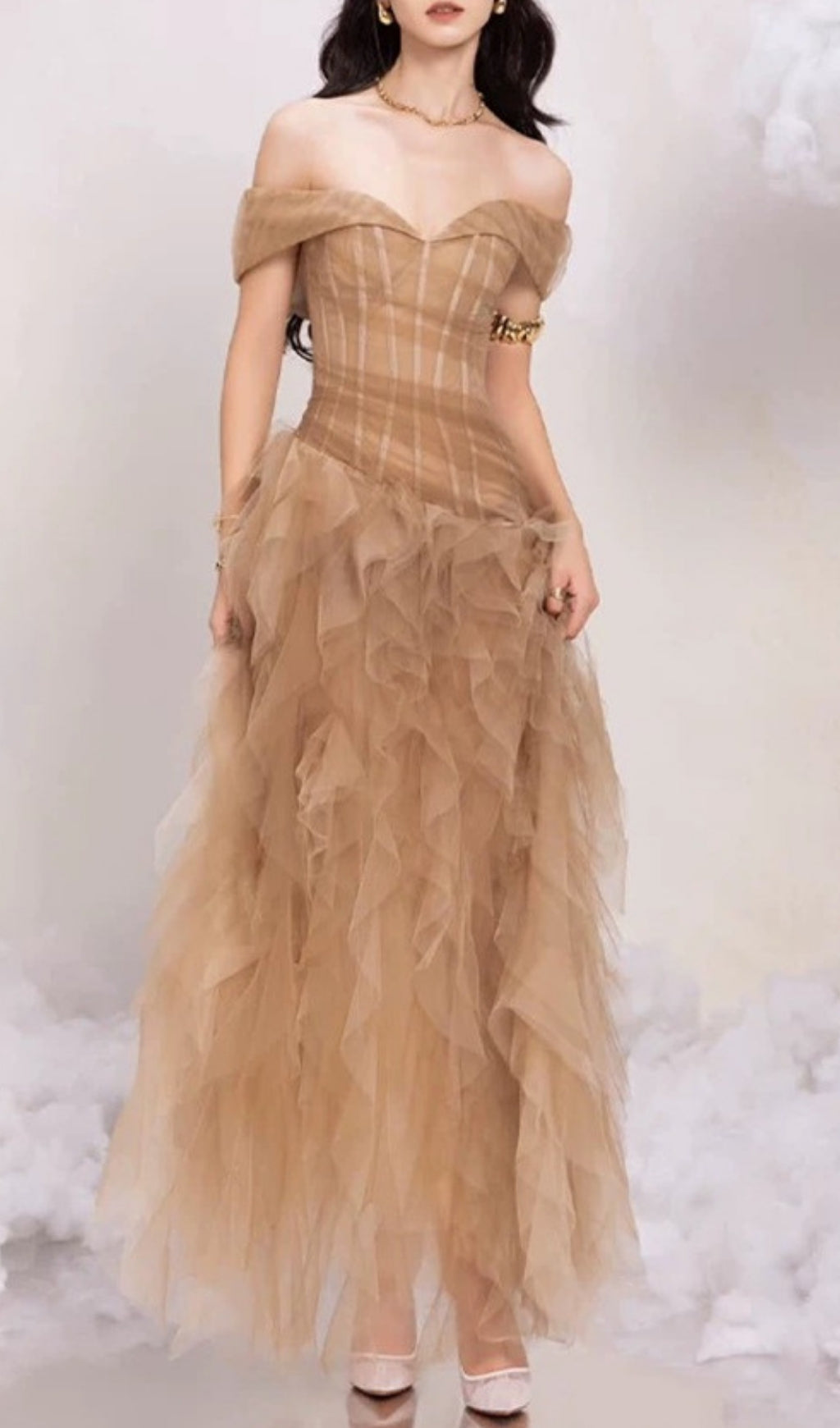 Ersa Off-Shoulder Corset Maxi Dress