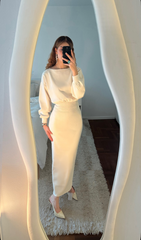 Honoria Elegant White Long Sleeve Maxi Dress