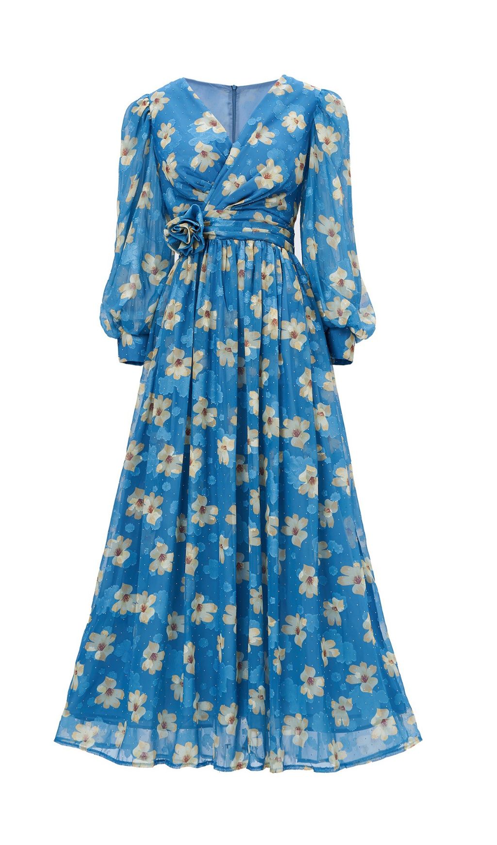 Feodora Enchanting Blue Floral Maxi Dress