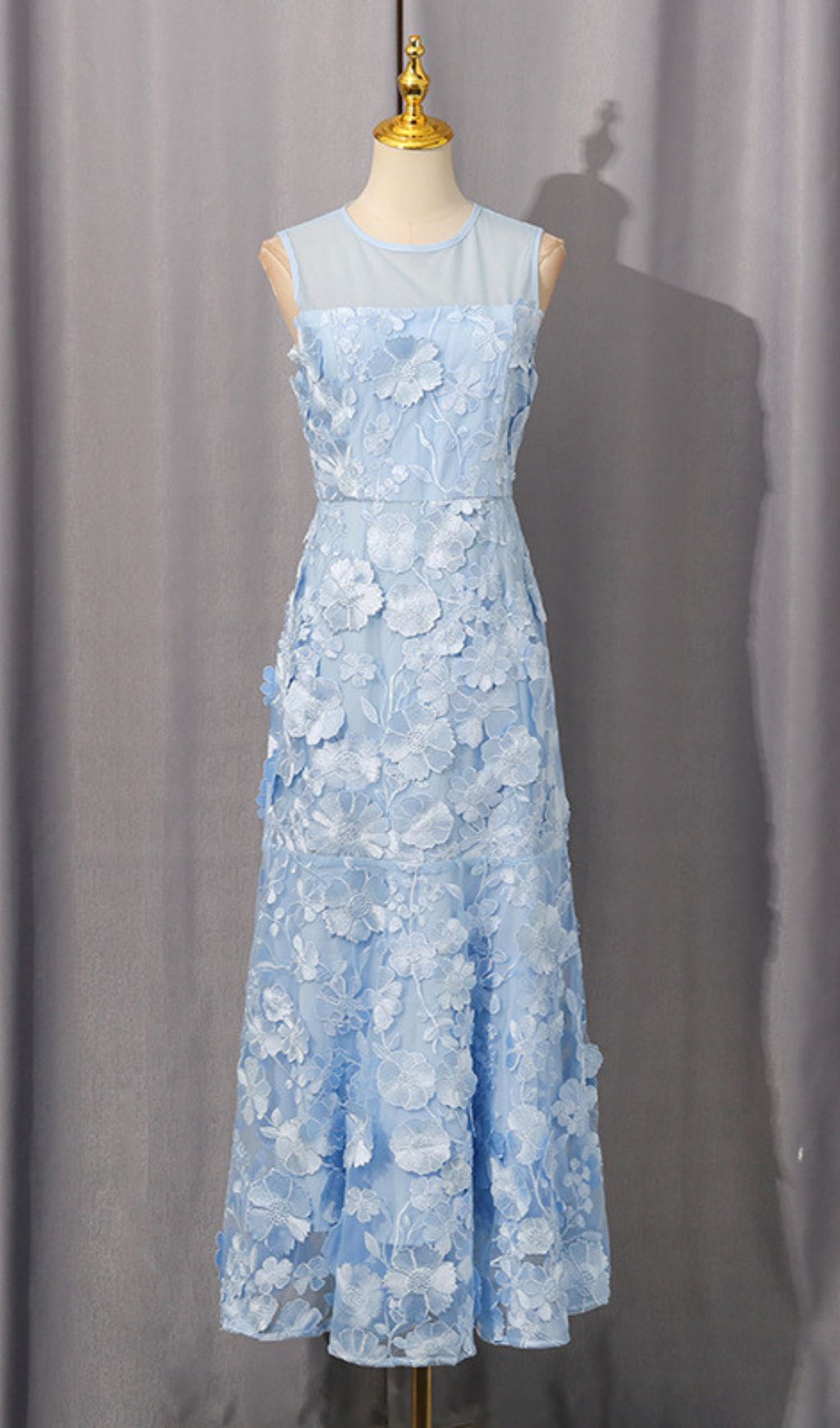 Hiraku Enchanted Yellow 3D Floral Embroidery Maxi Dress