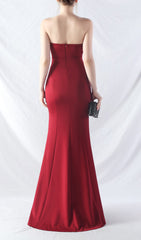 Chrina Red Strapless Ruched Mermaid Gown