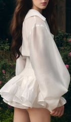 Igon White Puff Sleeve Mini Dress