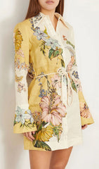 Etenia 'Tropical Bloom' Two-Tone Floral & Exotic Bird Print Mini Dress