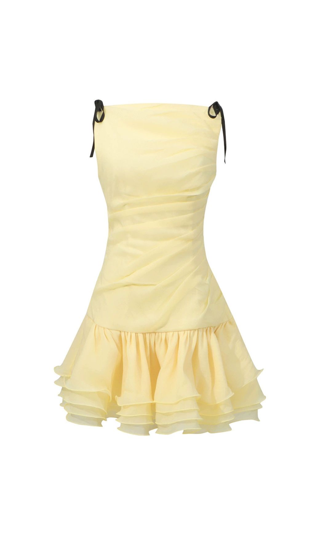 Glinda Yellow Layered Ruffle Mini Dress