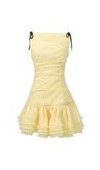 Glinda Yellow Layered Ruffle Mini Dress