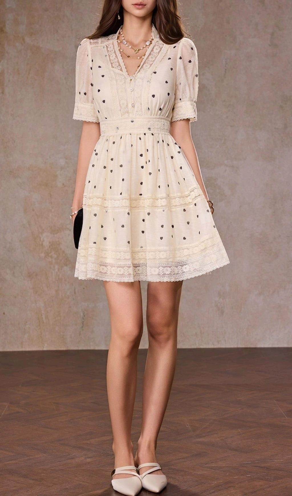 Günter Dot Romantic Heart Print Mini Dress